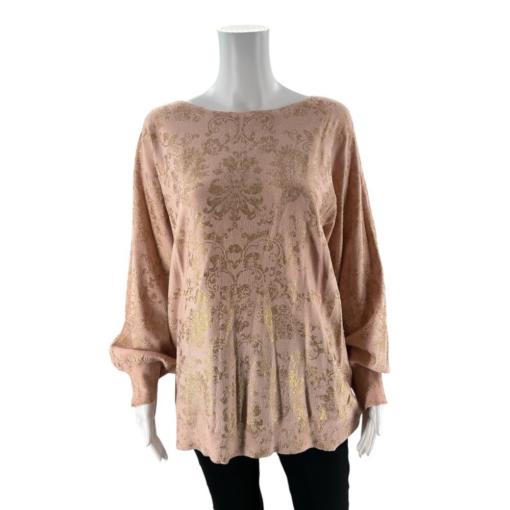Chico Size XL Blush/Gold Print Pre-Owned Ladies Casual Top -  Size XL